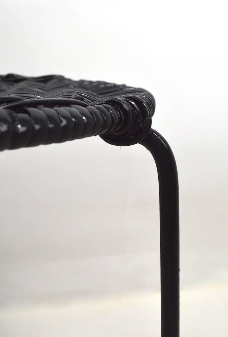 Pair of Wicker and Wrought Iron Stands by Umanoff In Excellent Condition In New York, NY
