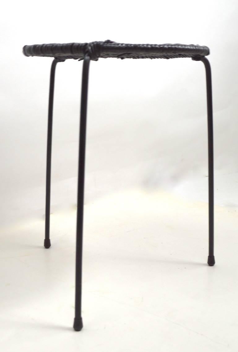 Pair of Wicker and Wrought Iron Stands by Umanoff 1