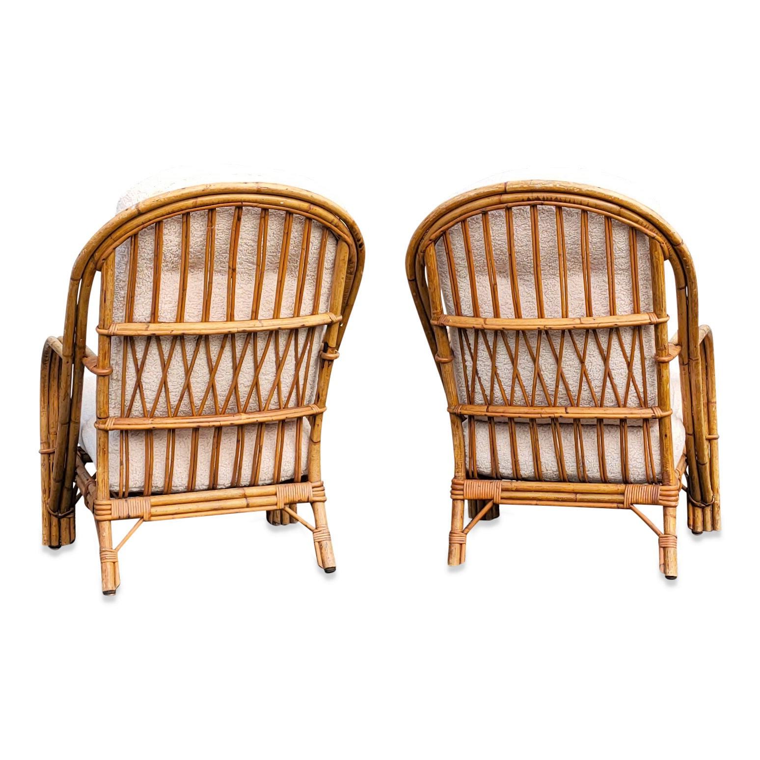 Pair of Wicker Armchairs by Audoux Minnet, France, 1960s In Good Condition In New York, NY