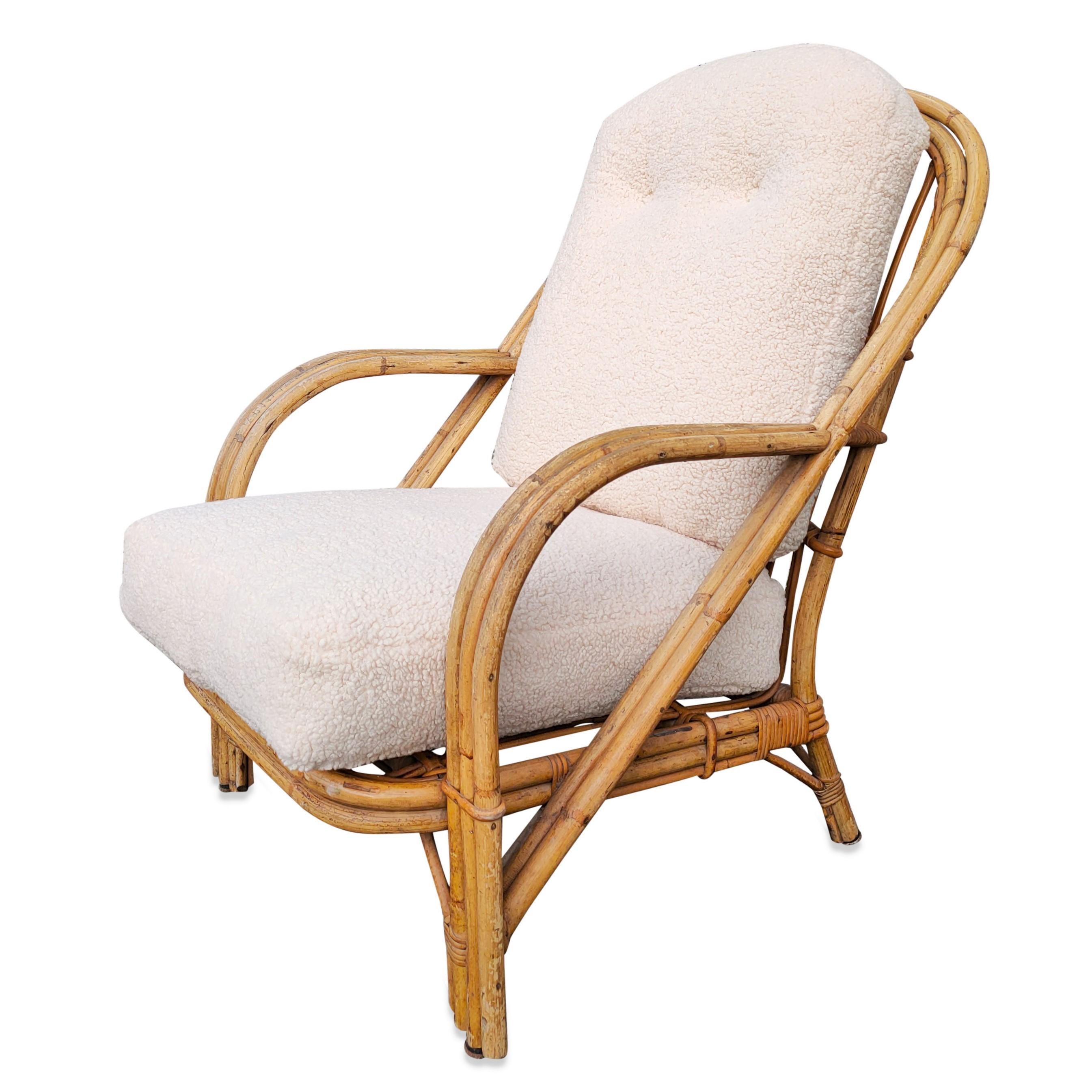 Upholstery Pair of Wicker Armchairs by Audoux Minnet, France, 1960s