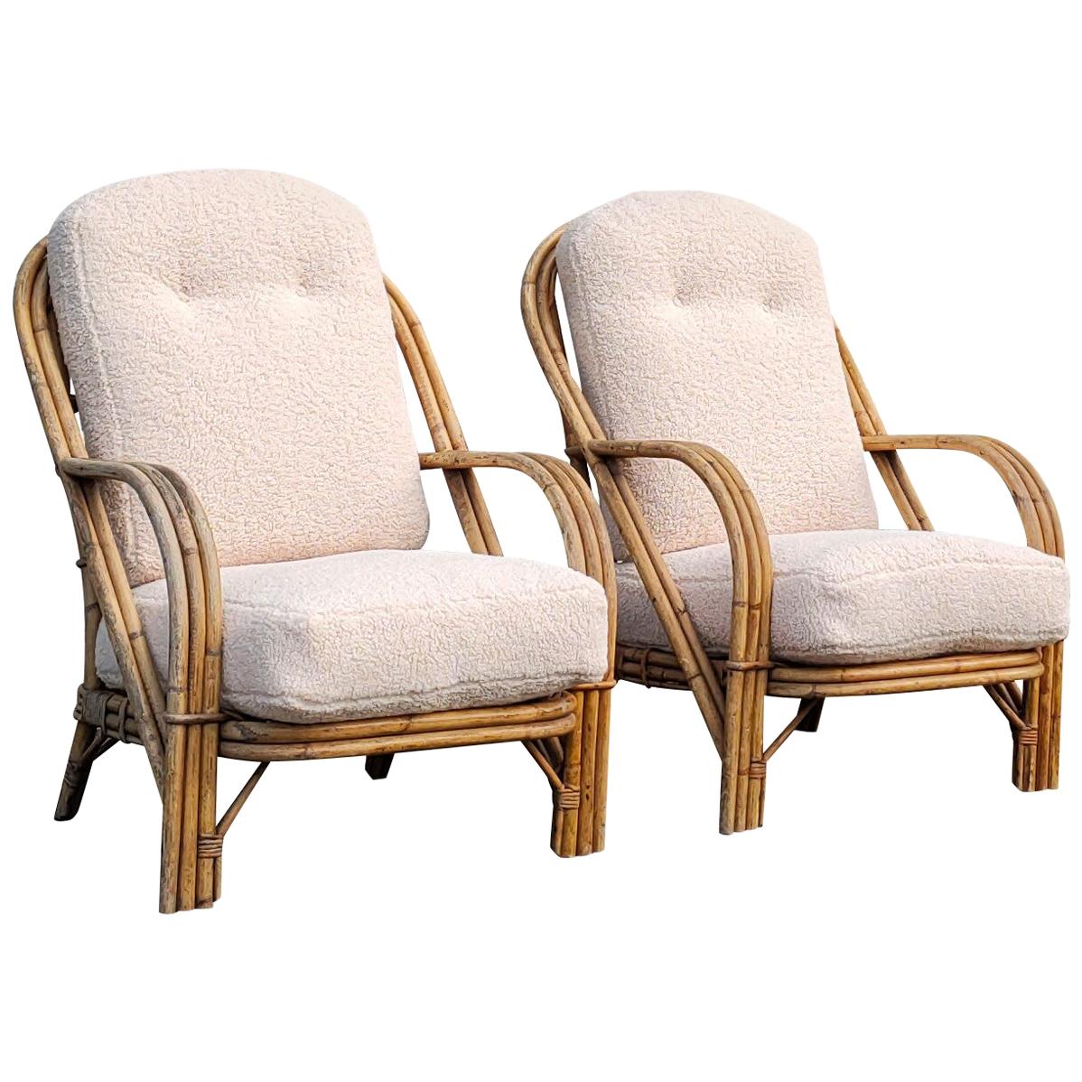 Pair of Wicker Armchairs by Audoux Minnet, France, 1960s
