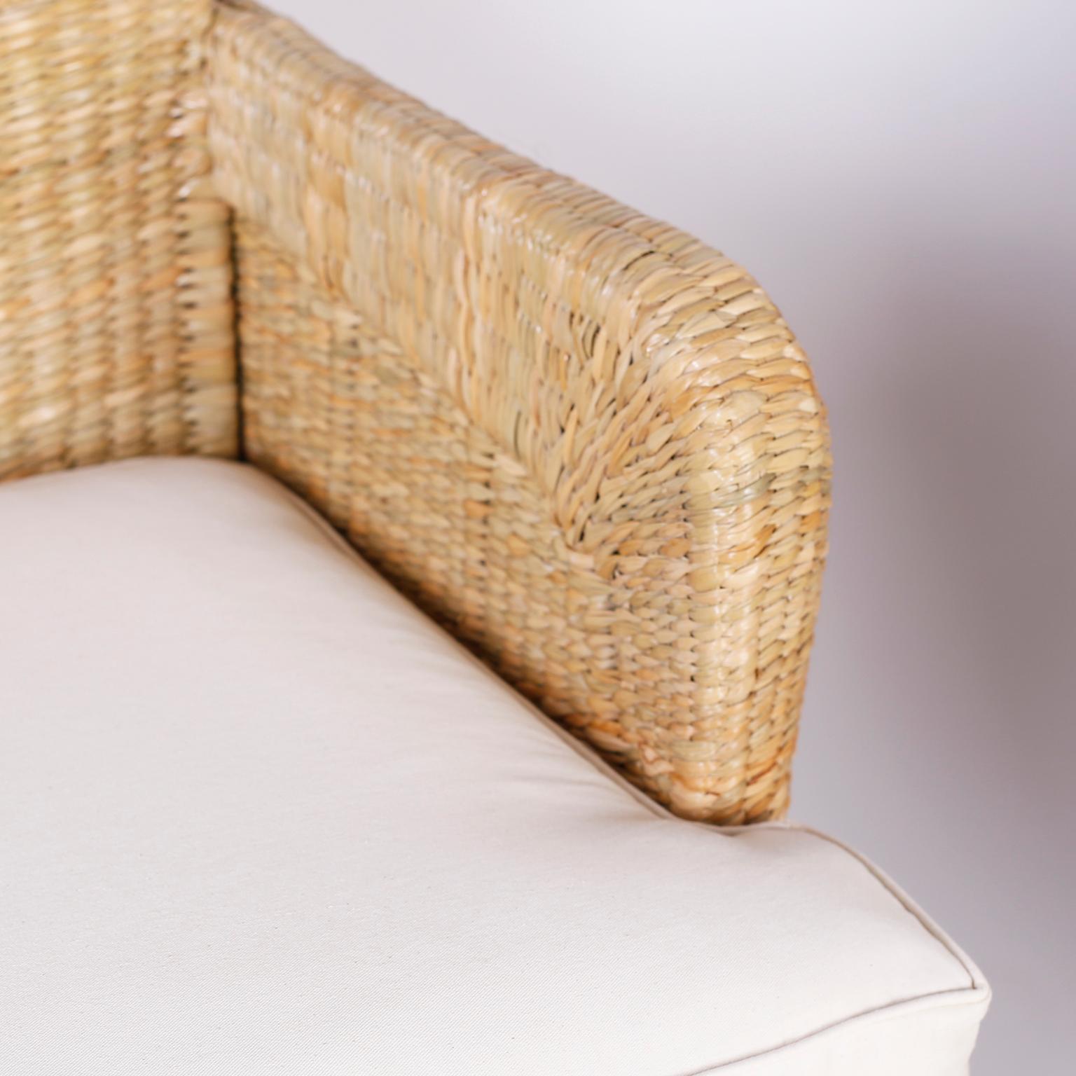 Hand-Woven Wicker Armchairs from the FS Flores Collection, Priced Individually For Sale