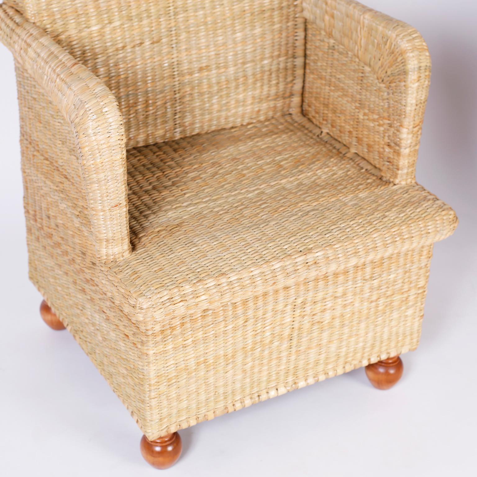 Wicker Armchairs from the FS Flores Collection, Priced Individually In Good Condition For Sale In Palm Beach, FL