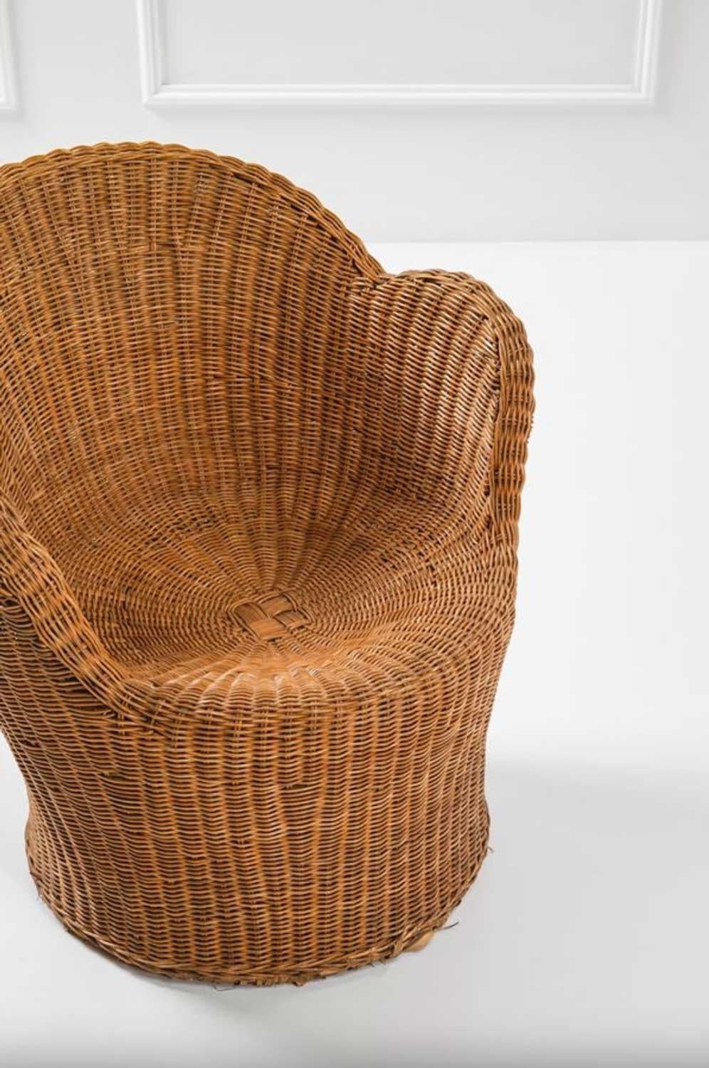 Italian Pair of Wicker Armchairs, Vivai del Sud, 1970