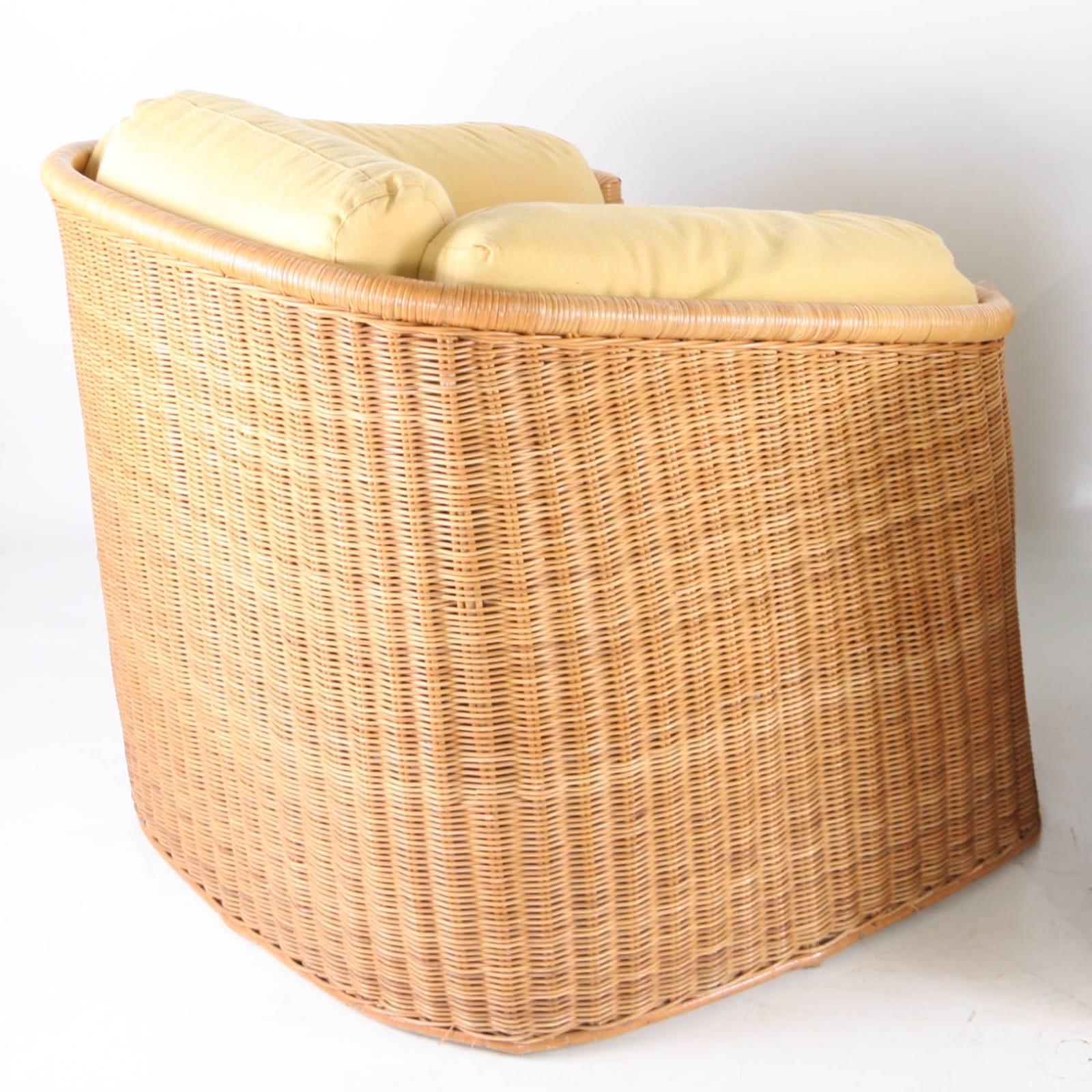 Coppia di sedie bergere in vimini in vendita 6