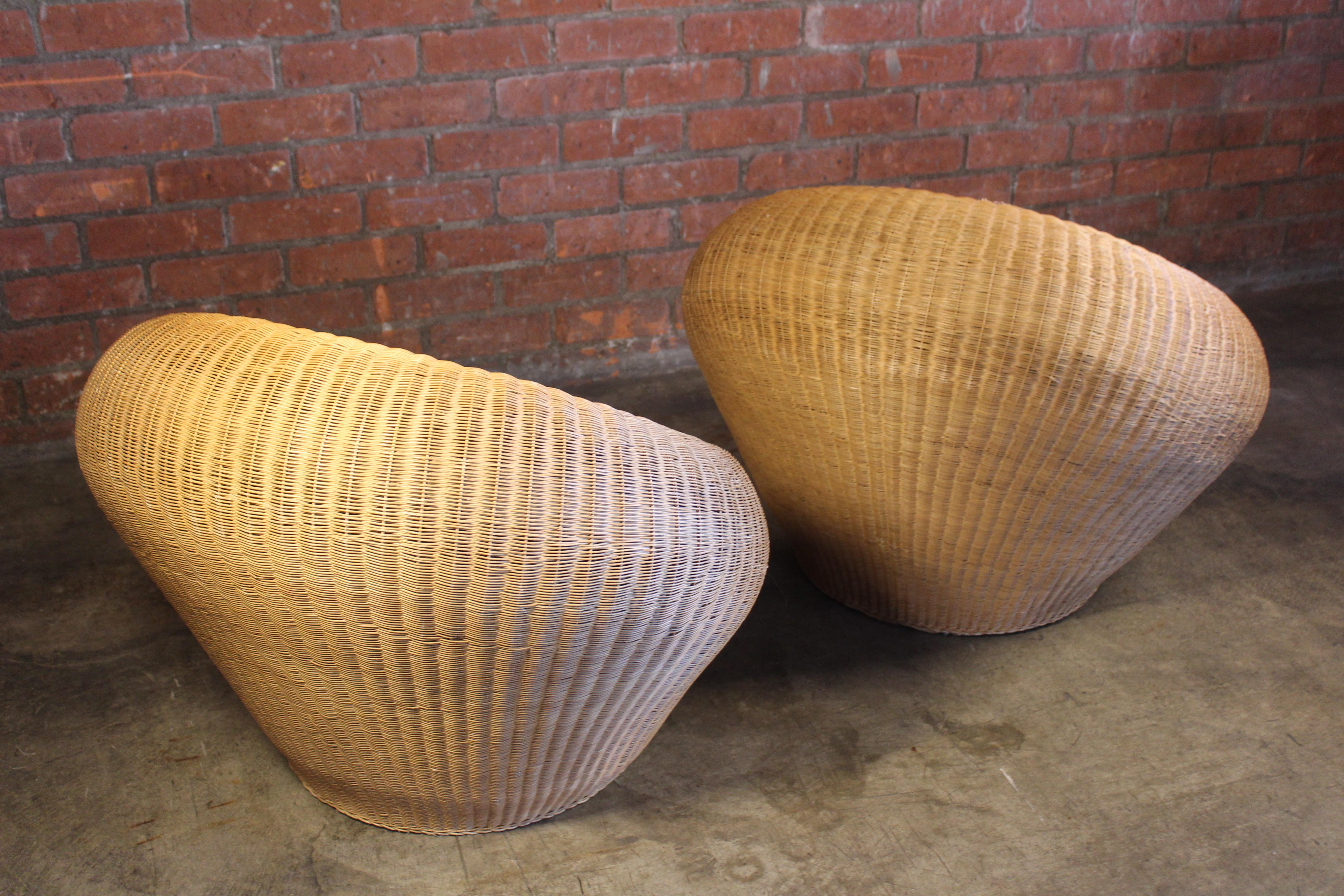 Pair of Wicker Chairs by Isamu Kenmochi, Japan, 1970s For Sale at