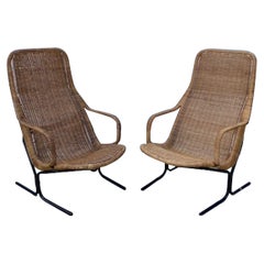 Pair of Wicker Chairs, Dirk Van Sliedregt, Netherlands, 1960's