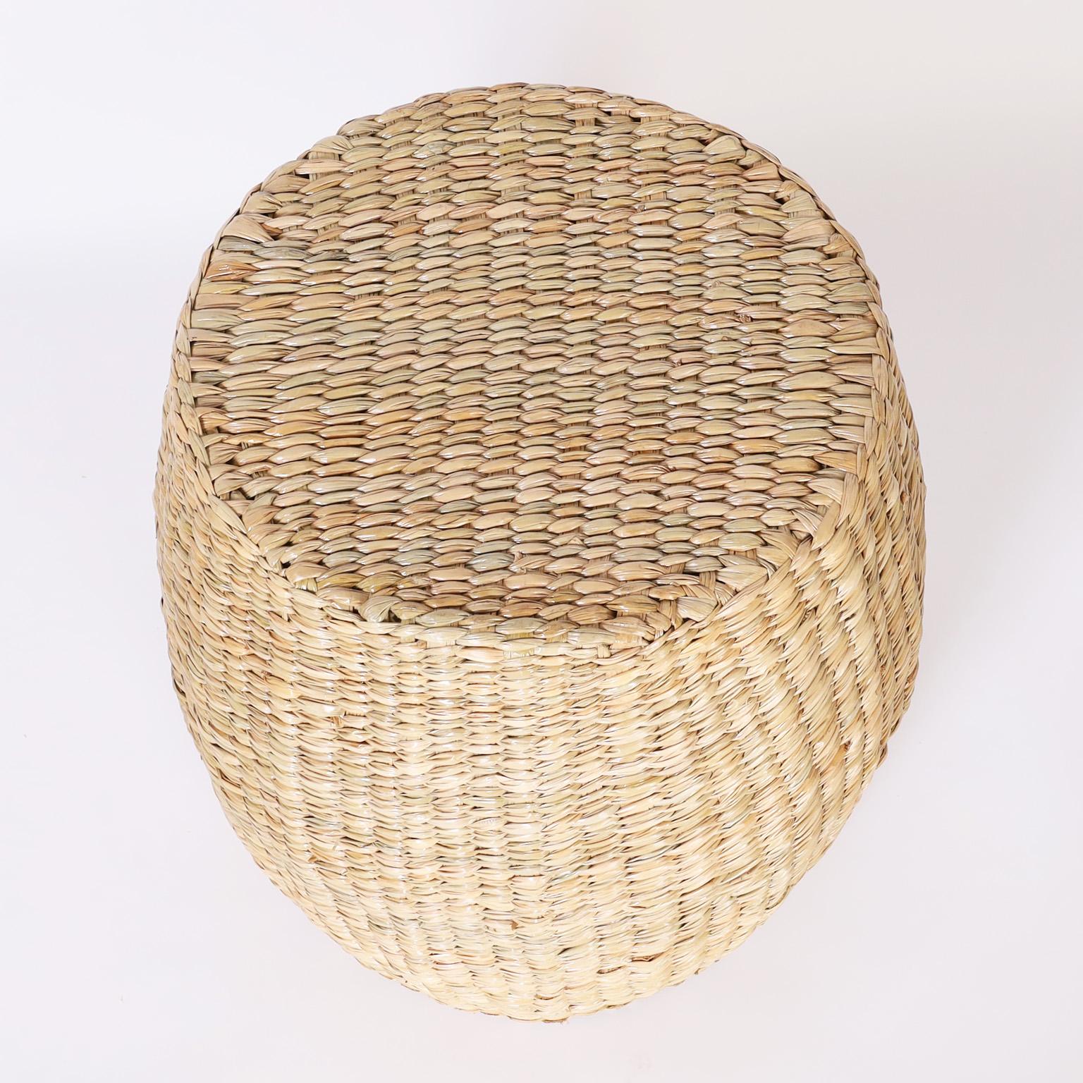 Mexican Pair of Wicker Chuspata Garden Seats from the FS Flores Collection