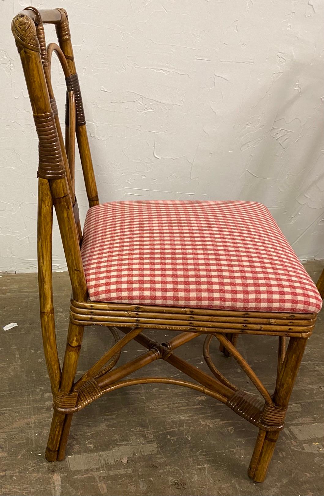 American Pair of Wicker Dining Side Chairs For Sale