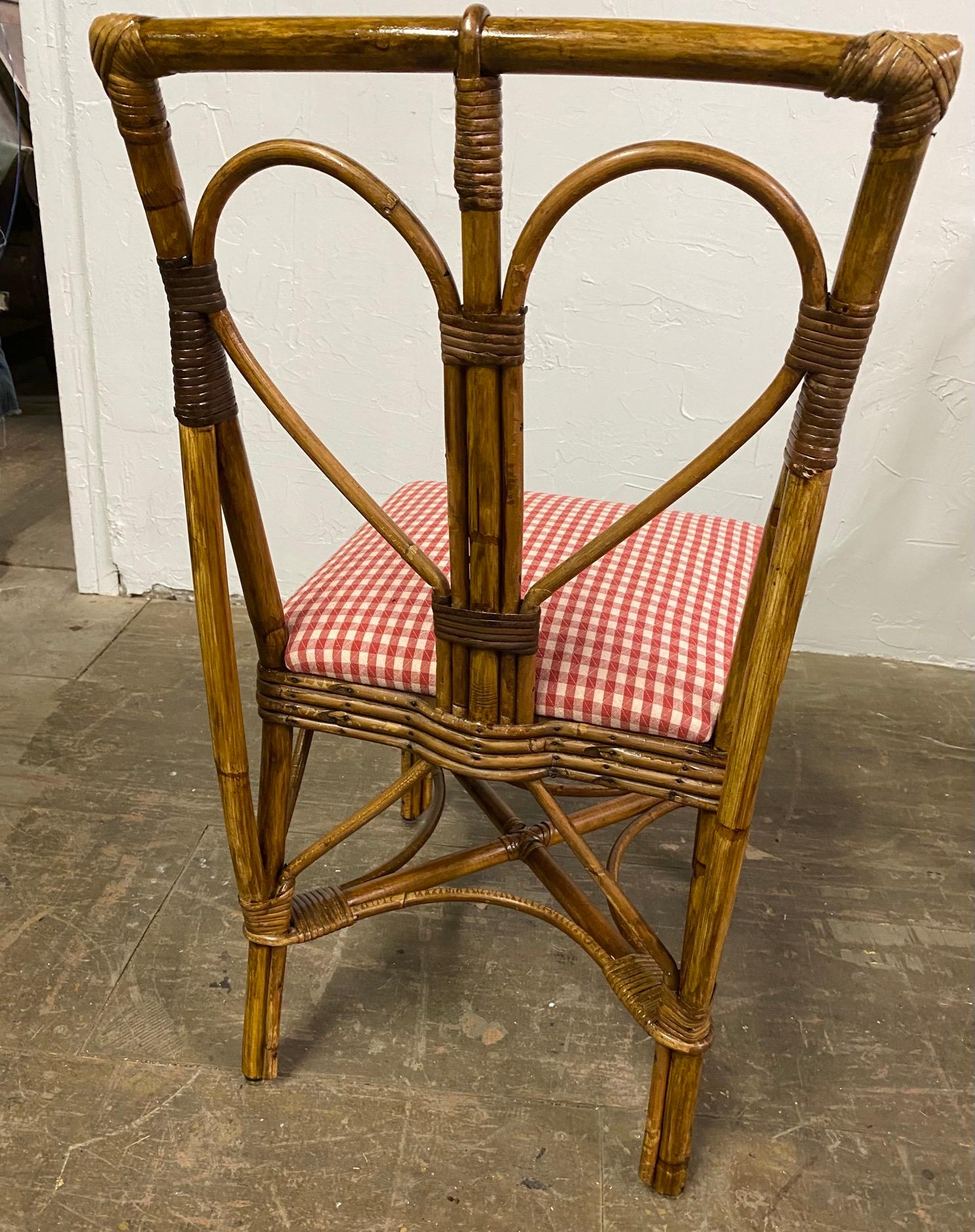 Hand-Crafted Pair of Wicker Dining Side Chairs For Sale