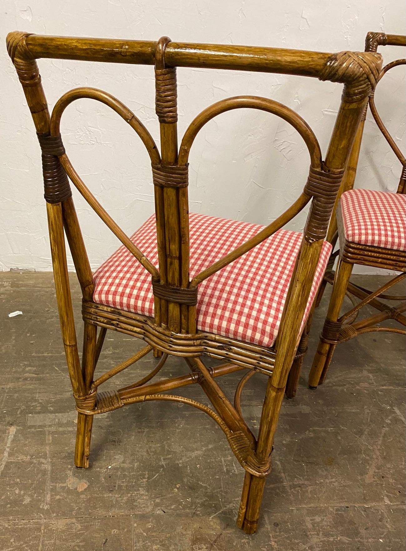 Pair of Wicker Dining Side Chairs In Good Condition For Sale In Sheffield, MA