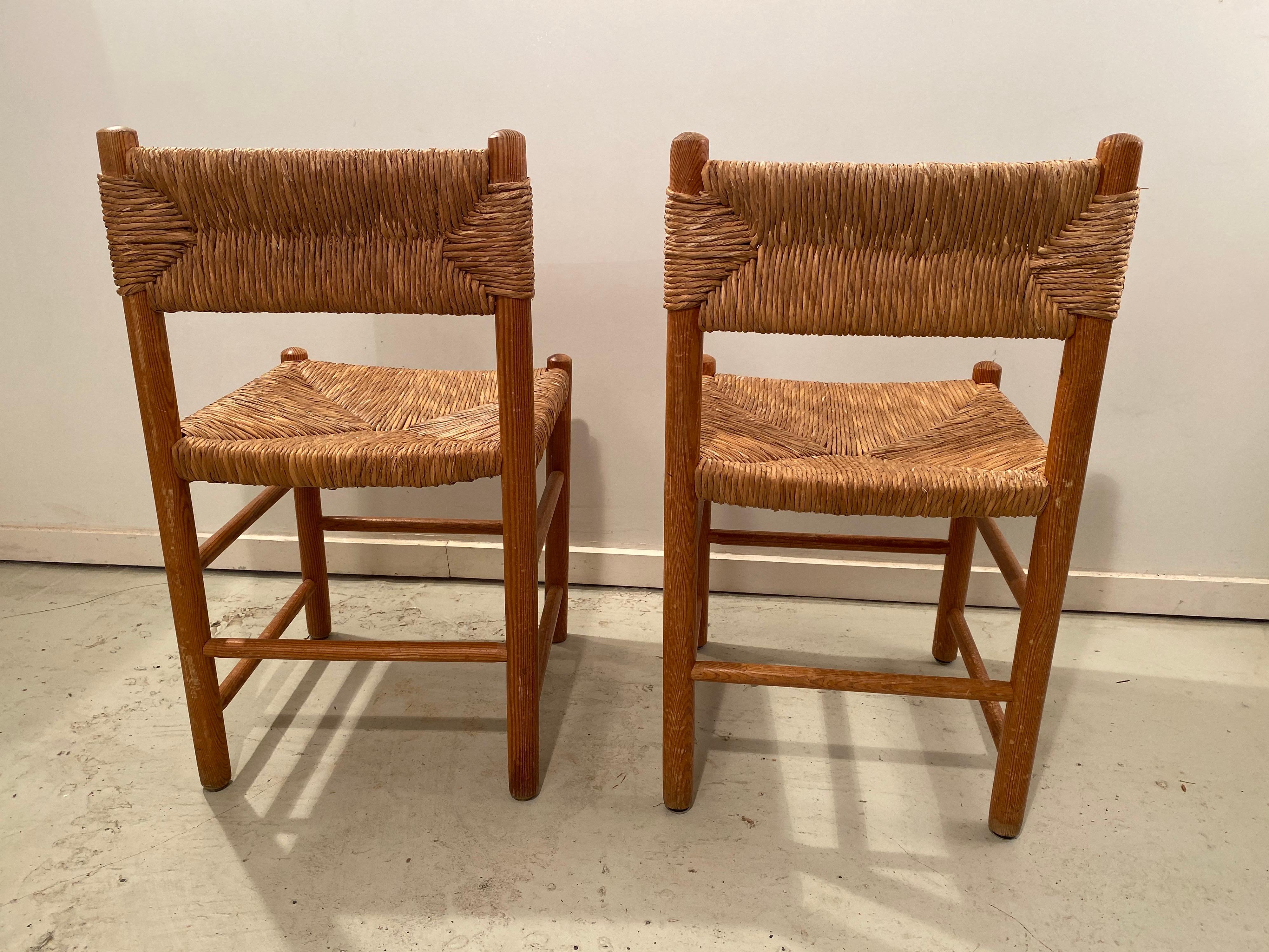 Mid-Century Modern Pair of Wicker Dordogne Chairs by Charlotte Perriand for Sentou, 1950s For Sale