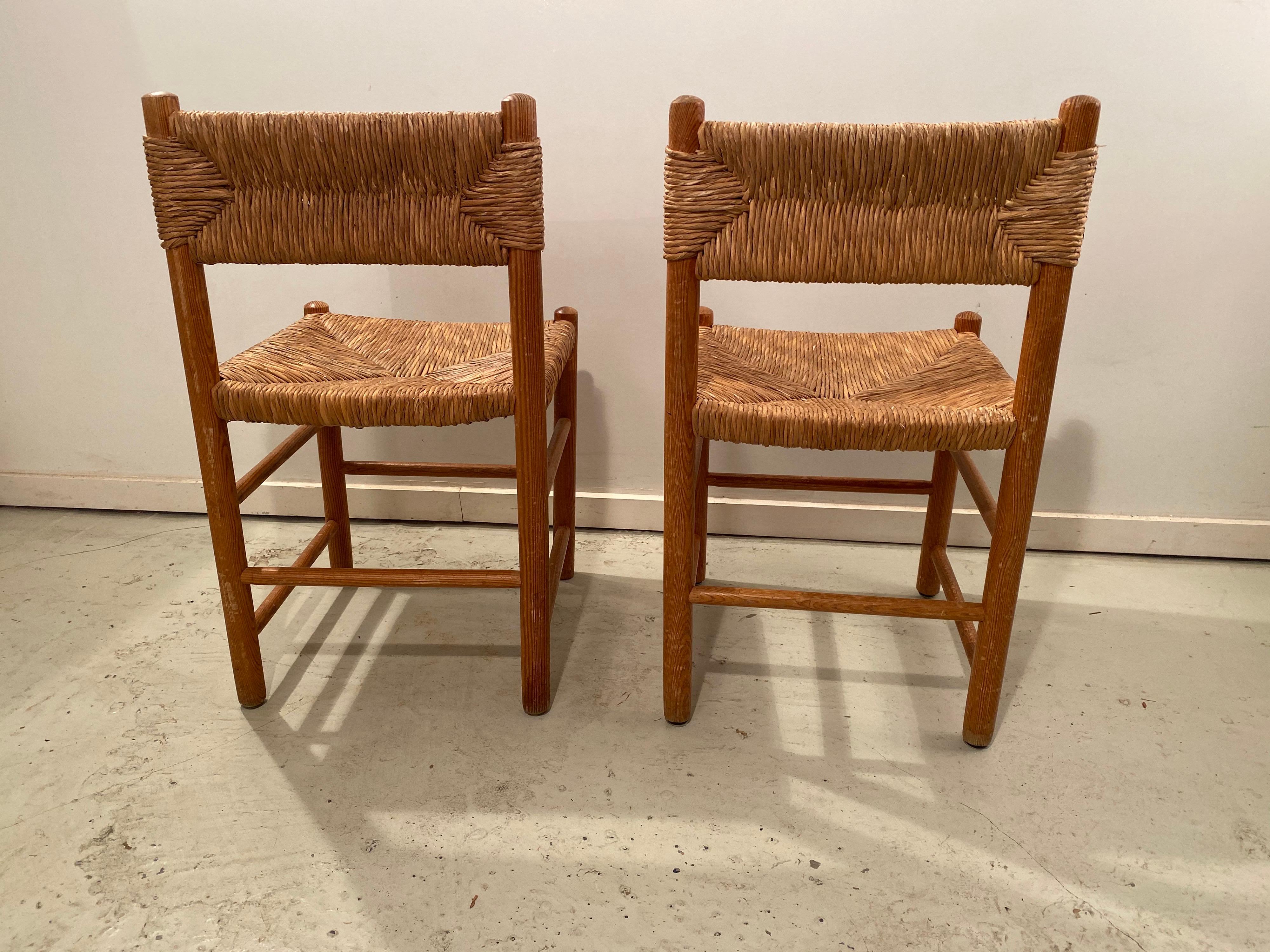 Pair of Wicker Dordogne Chairs by Charlotte Perriand for Sentou, 1950s In Good Condition For Sale In Amsterdam, NL
