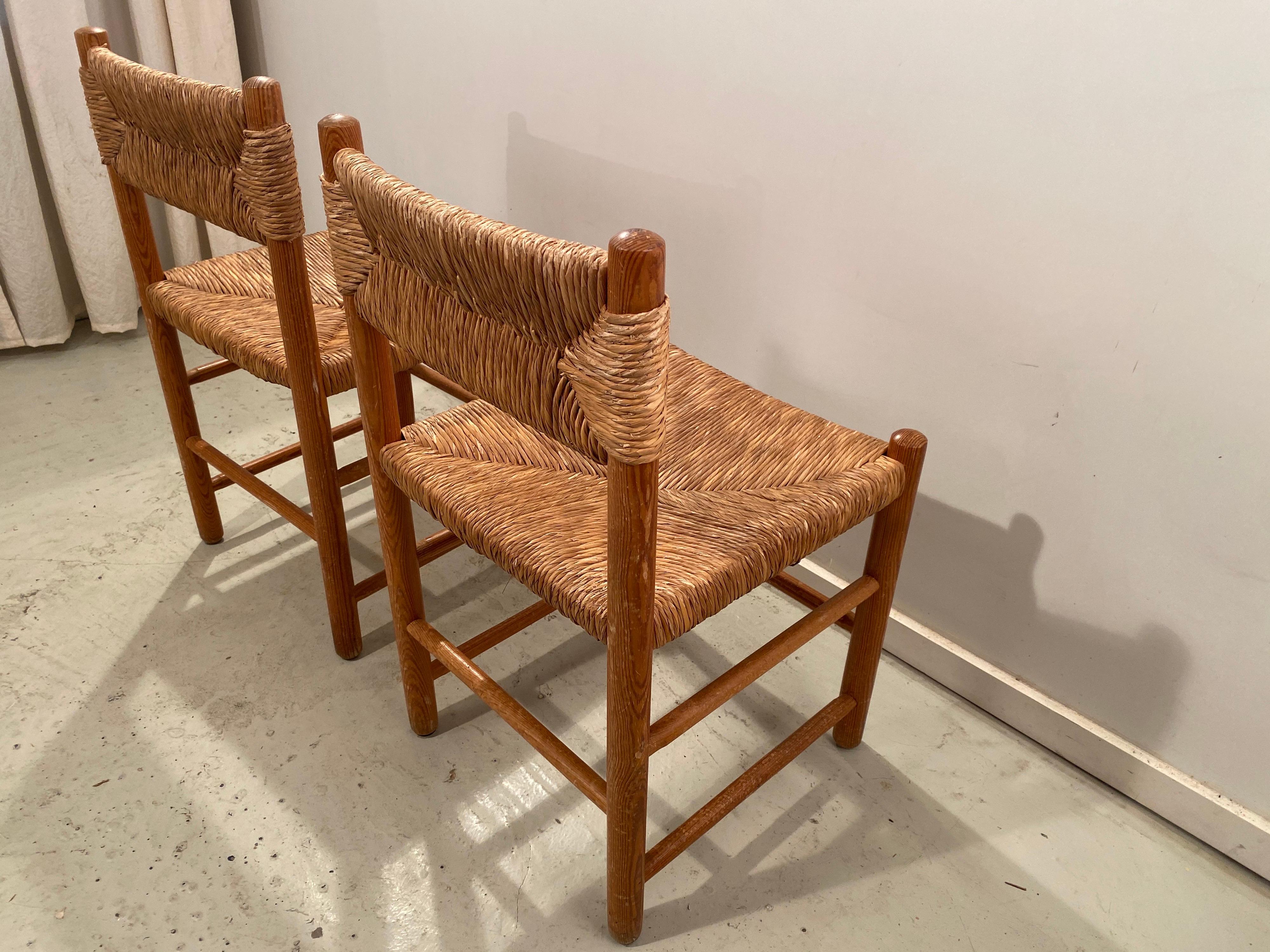 Pair of Wicker Dordogne Chairs by Charlotte Perriand for Sentou, 1950s For Sale 1
