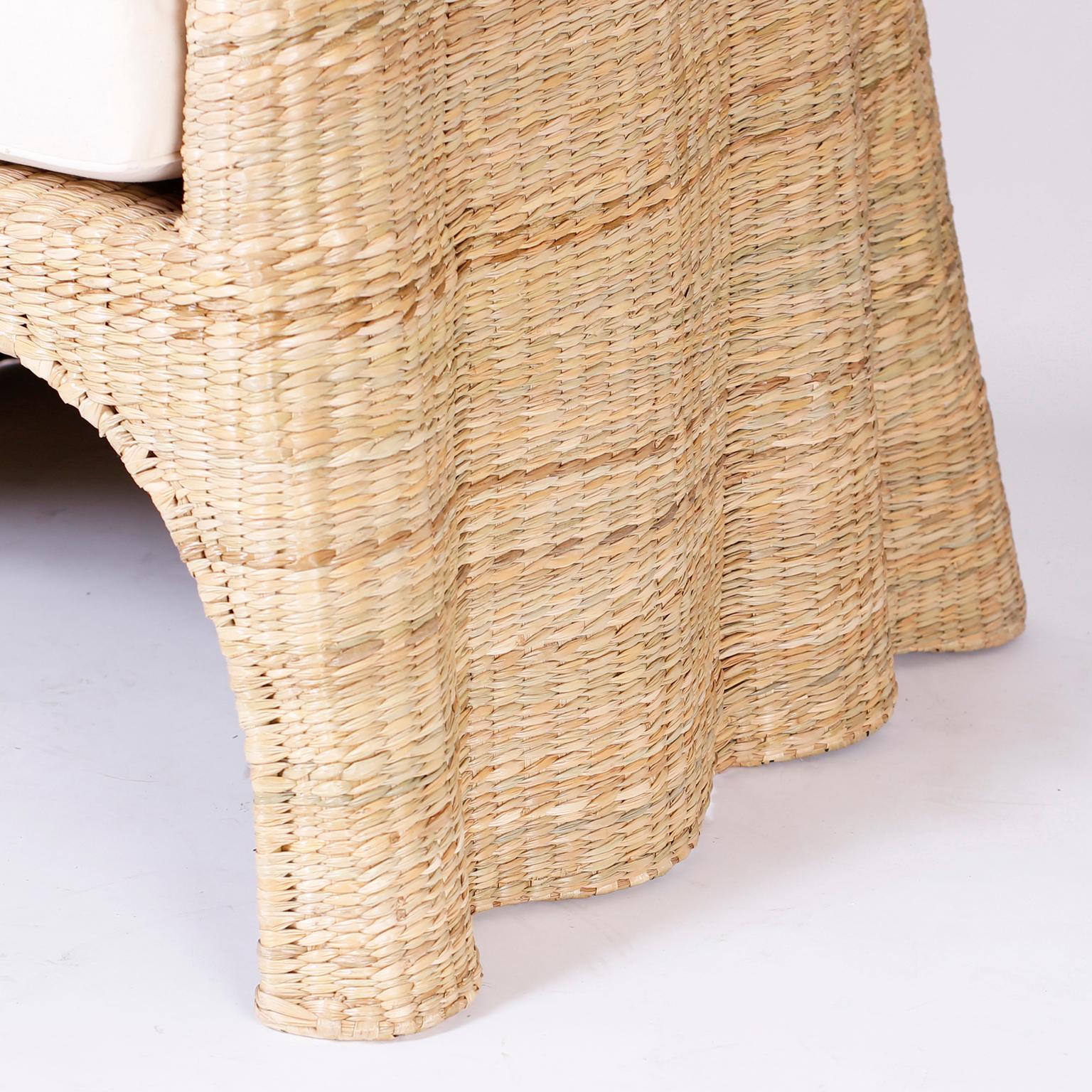 Wicker Drapery Ghost Armchairs with Open Fronts, Priced Individually 3