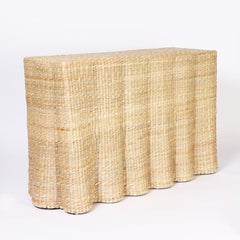 Pair of Wicker Drapery Ghost Consoles
