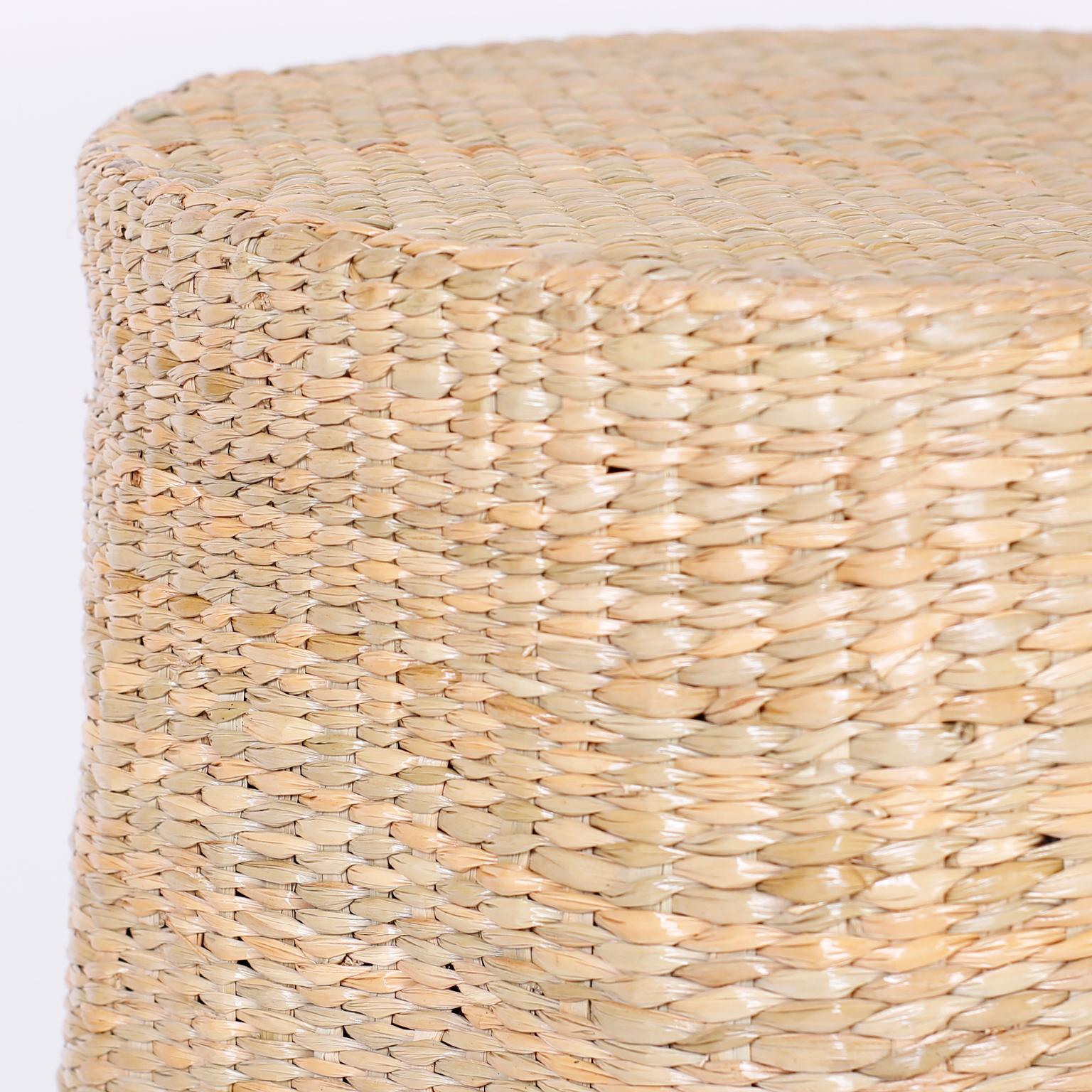 Reed Pair of Wicker Drapery Ghost Tables or Stands from the FS Flores Collection