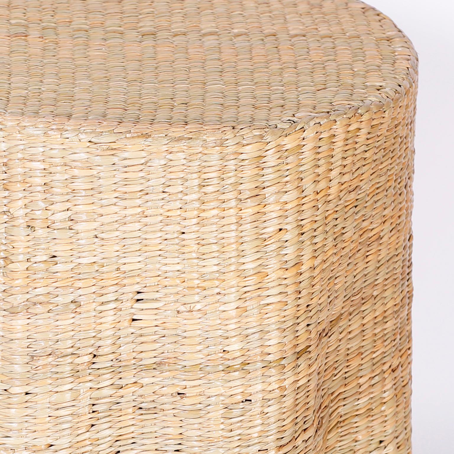 Pair of Wicker Drapery Ghost Tables or Stands from the FS Flores Collection In Good Condition In Palm Beach, FL