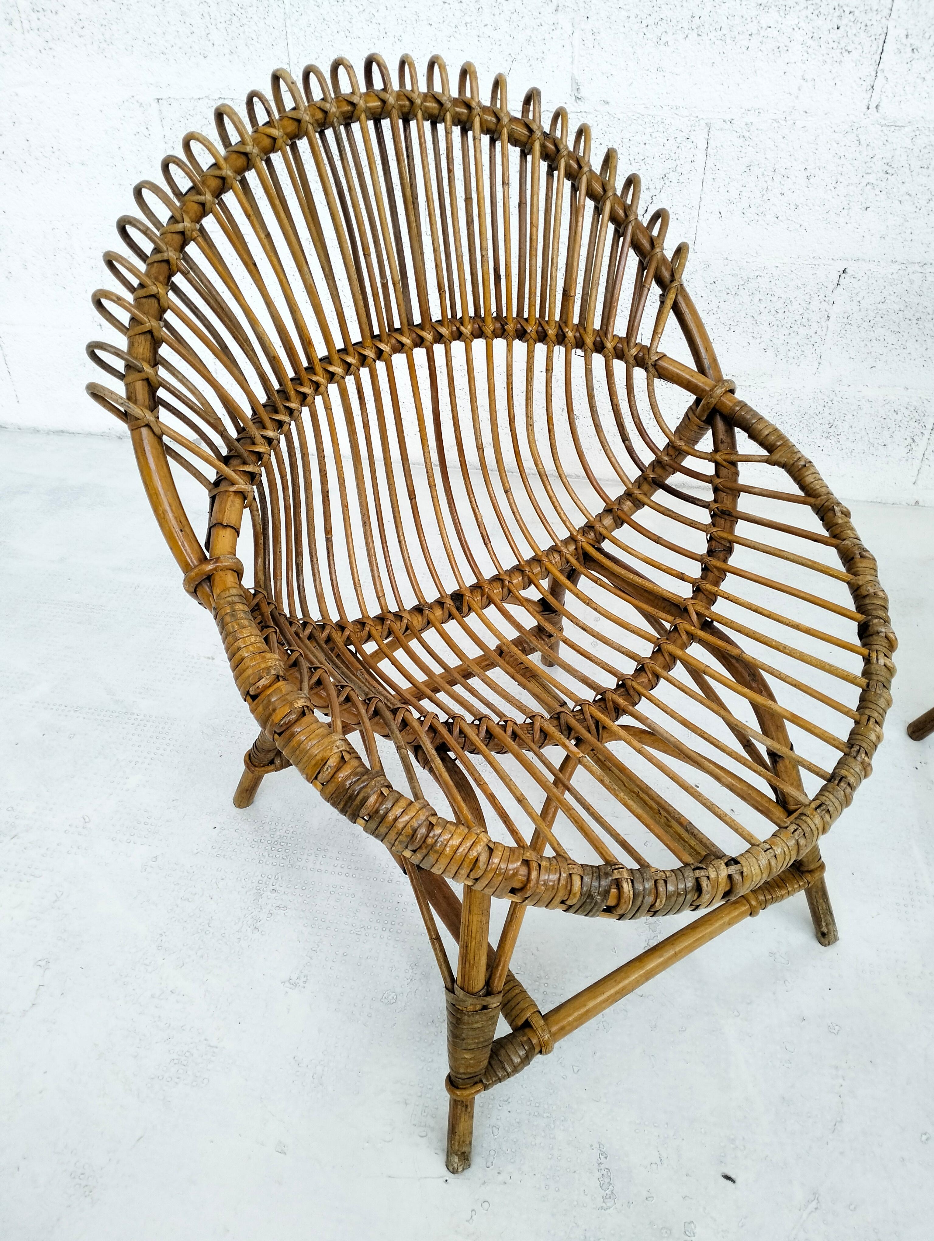 Mid-20th Century Pair of wicker egg chairs by Bonacina 1960s