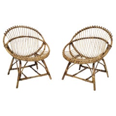 Paire de chaises italiennes en osier, années 1960