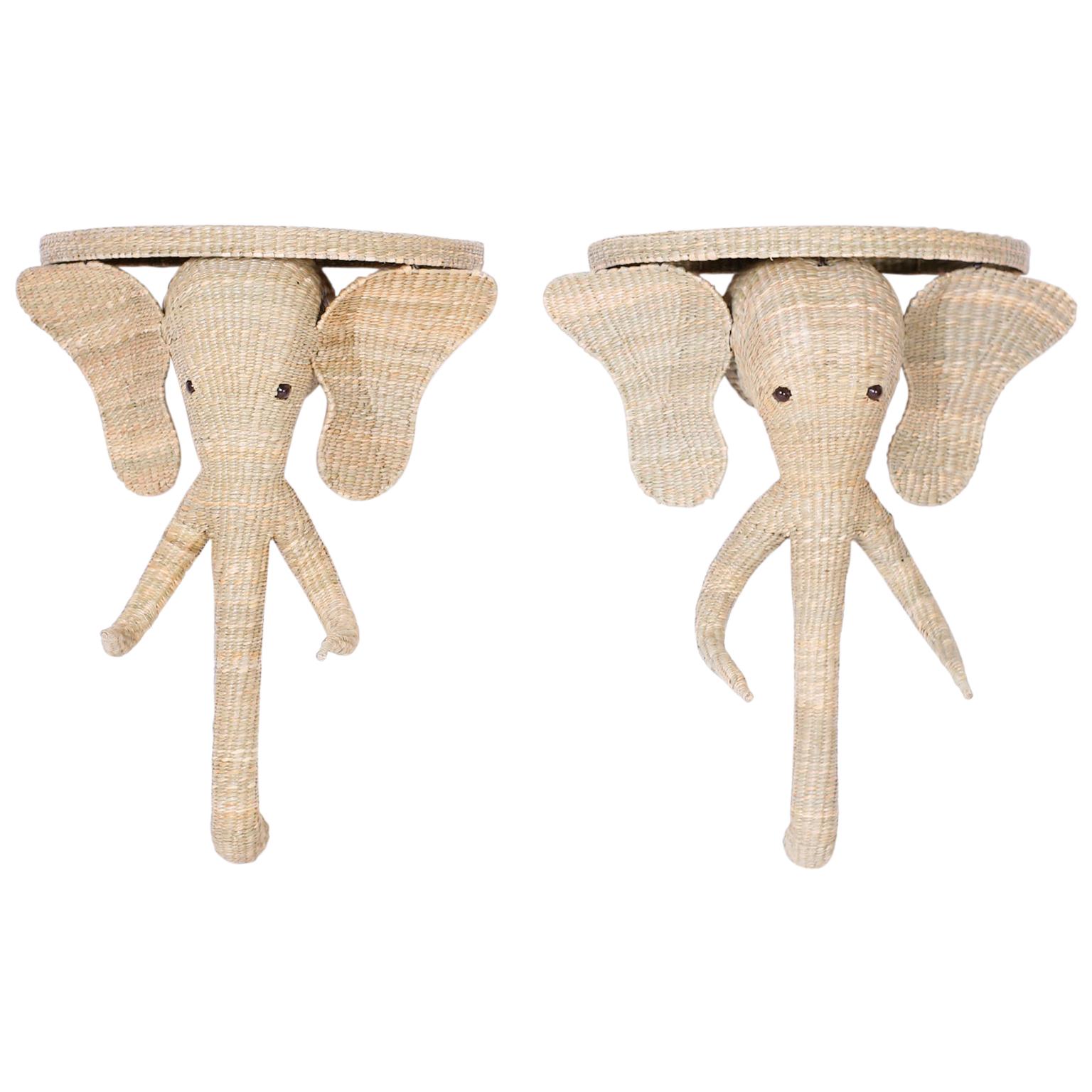 Pair of Wicker Elephant Consoles or Brackets from the FS Flores Collection