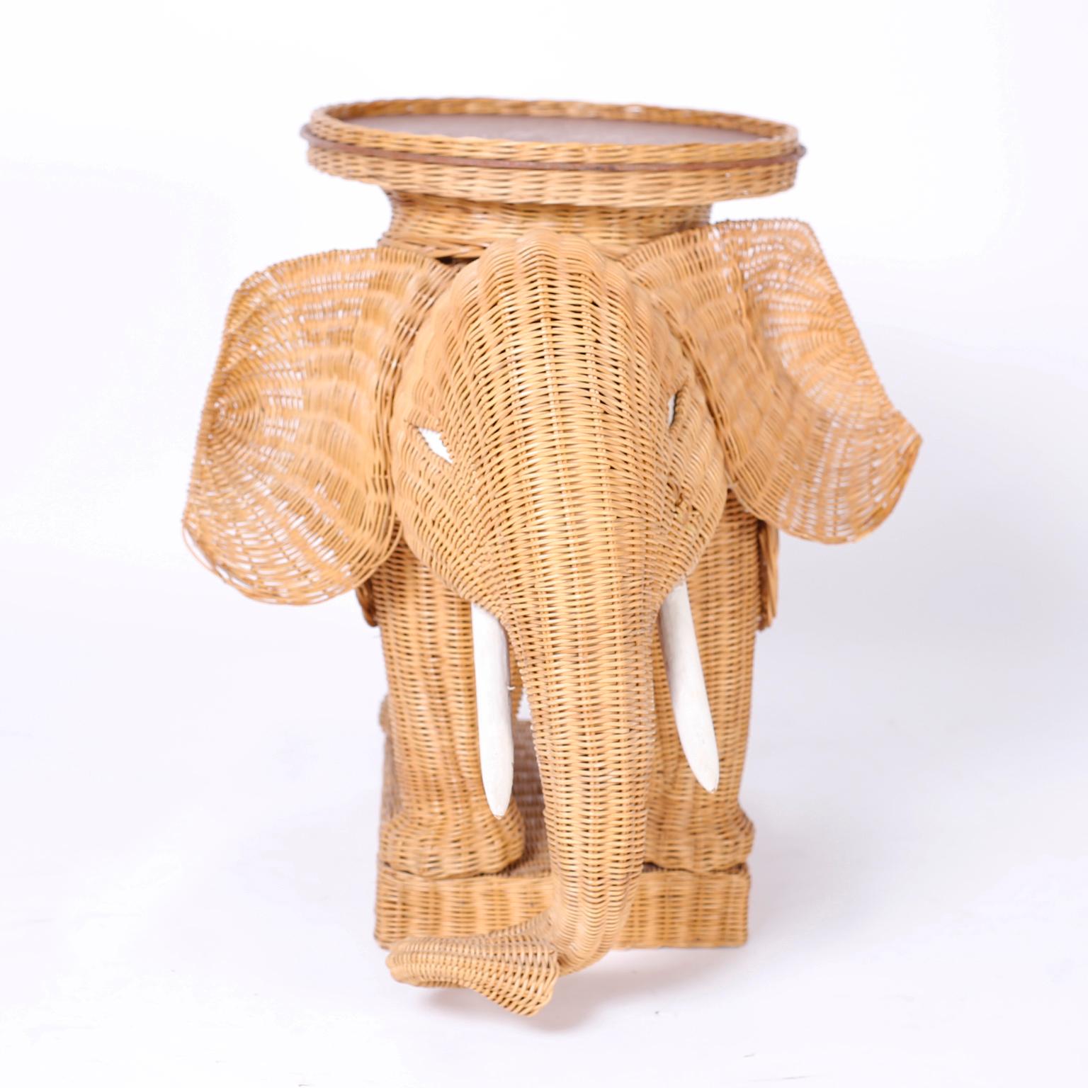 American Pair of Wicker Elephant Tabes