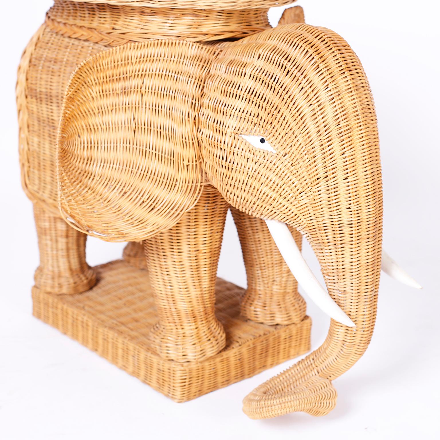 Pair of Wicker Elephant Tabes 2