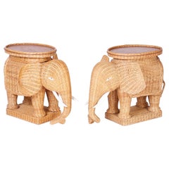 Pair of Wicker Elephant Tabes