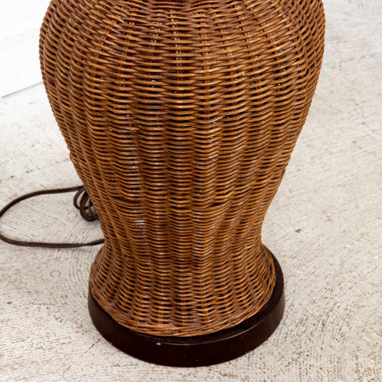Pair of Wicker Lamps For Sale at 1stDibs