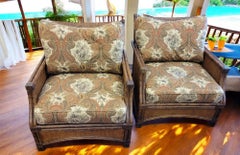 Pair of Wicker Lounge Chairs by Henry Link