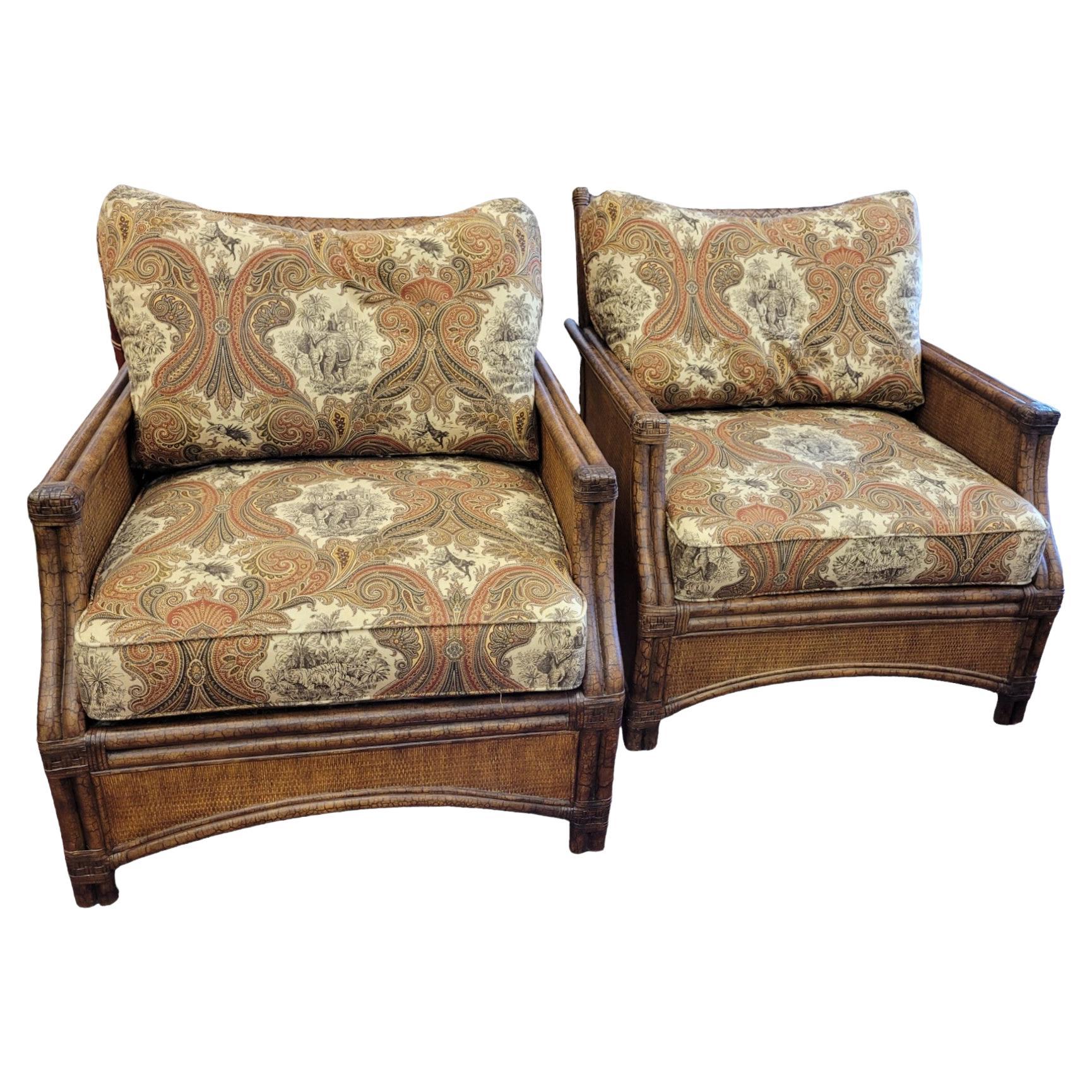 Pair of Wicker Lounge Chairs by Henry Link