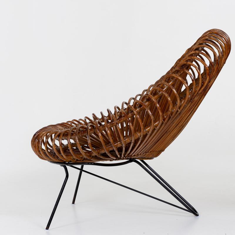 Pair of Wicker Lounge Chairs by Janine Abraham and Dirk Jan Rol for Rougier In Good Condition For Sale In New York, NY