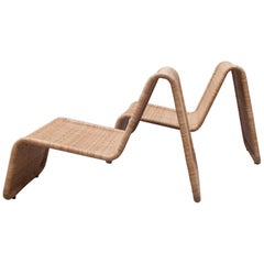 Pair of Wicker Lounge Chairs by Tito Agnoli Model P3 for Bonacina, Italy, 1970s
