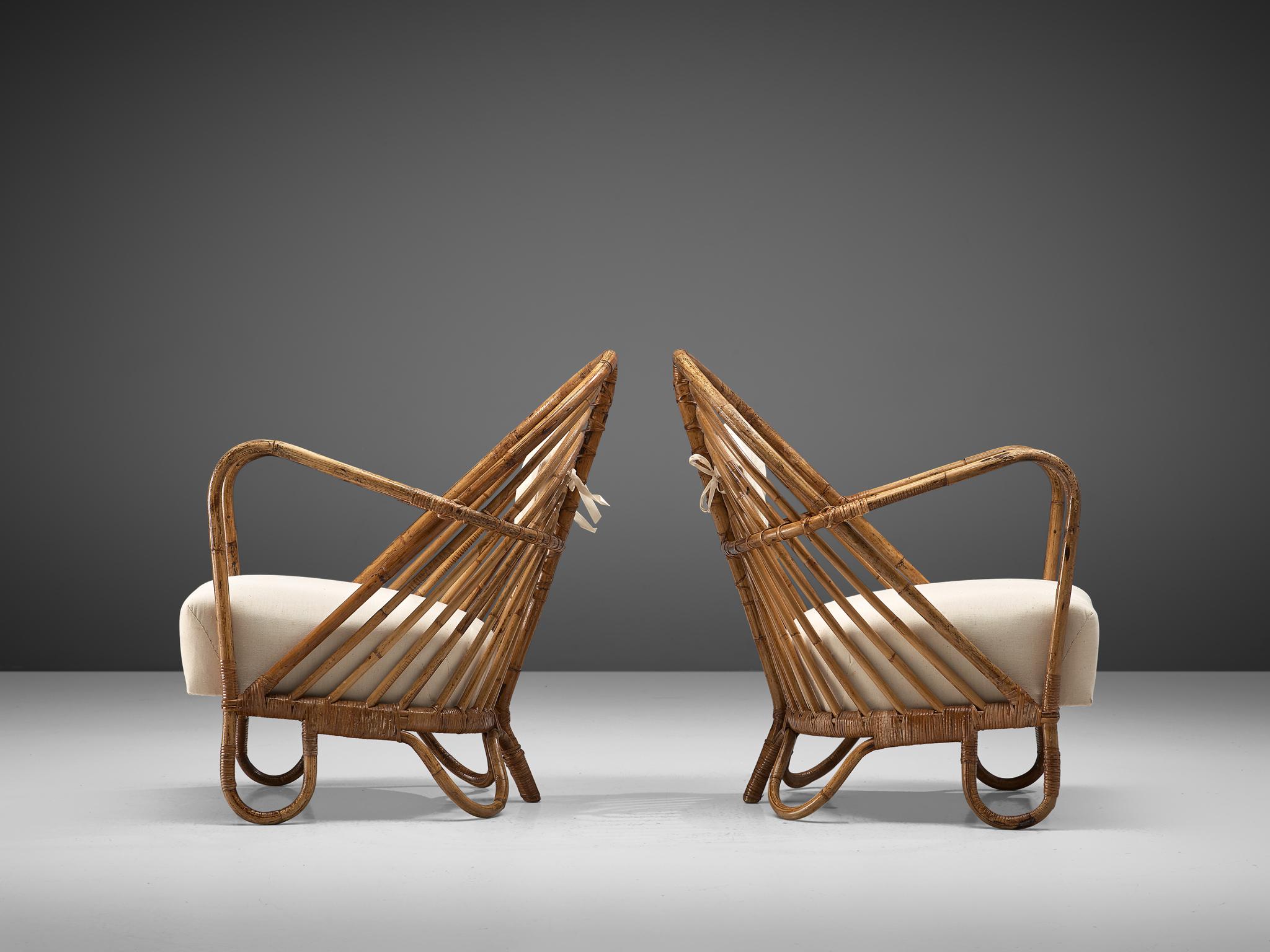 Pair of Wicker Lounge Chairs, Denmark, 1940s In Good Condition In Waalwijk, NL