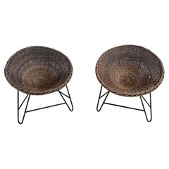 Pair of Wicker Lounge Chairs in the manner of Terrance Conran