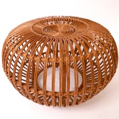 Pair of Wicker or Rattan Ottoman, Stool or End Tables by Franco Albini