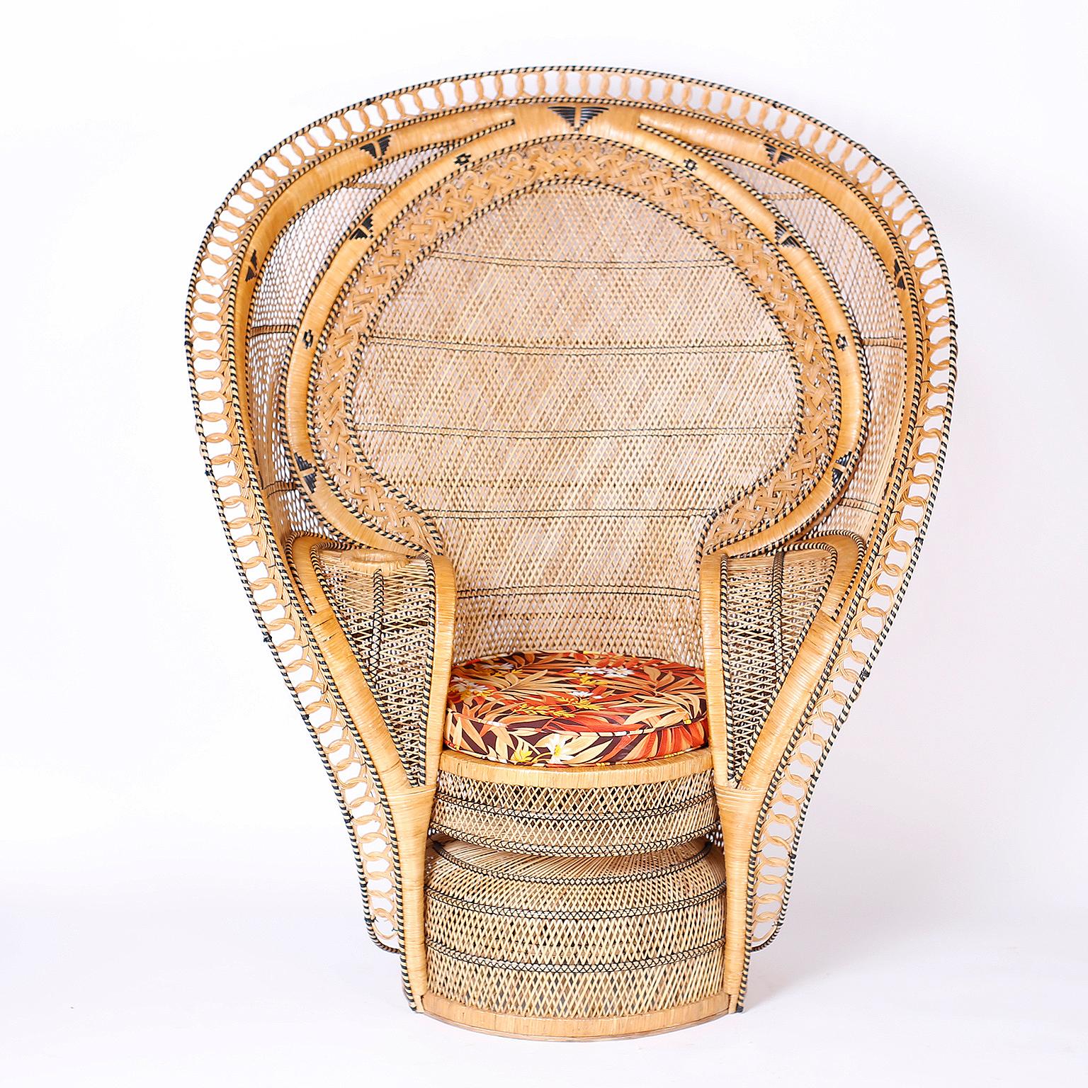 Anglo-Indian Pair of Wicker Peacock Chairs