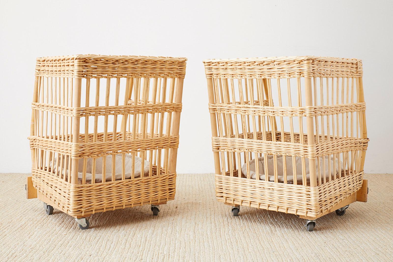 Pair of Wicker Rattan Boulangerie Bread Display Baskets 5