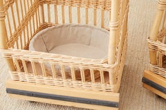 Pair of Wicker Rattan Boulangerie Bread Display Baskets