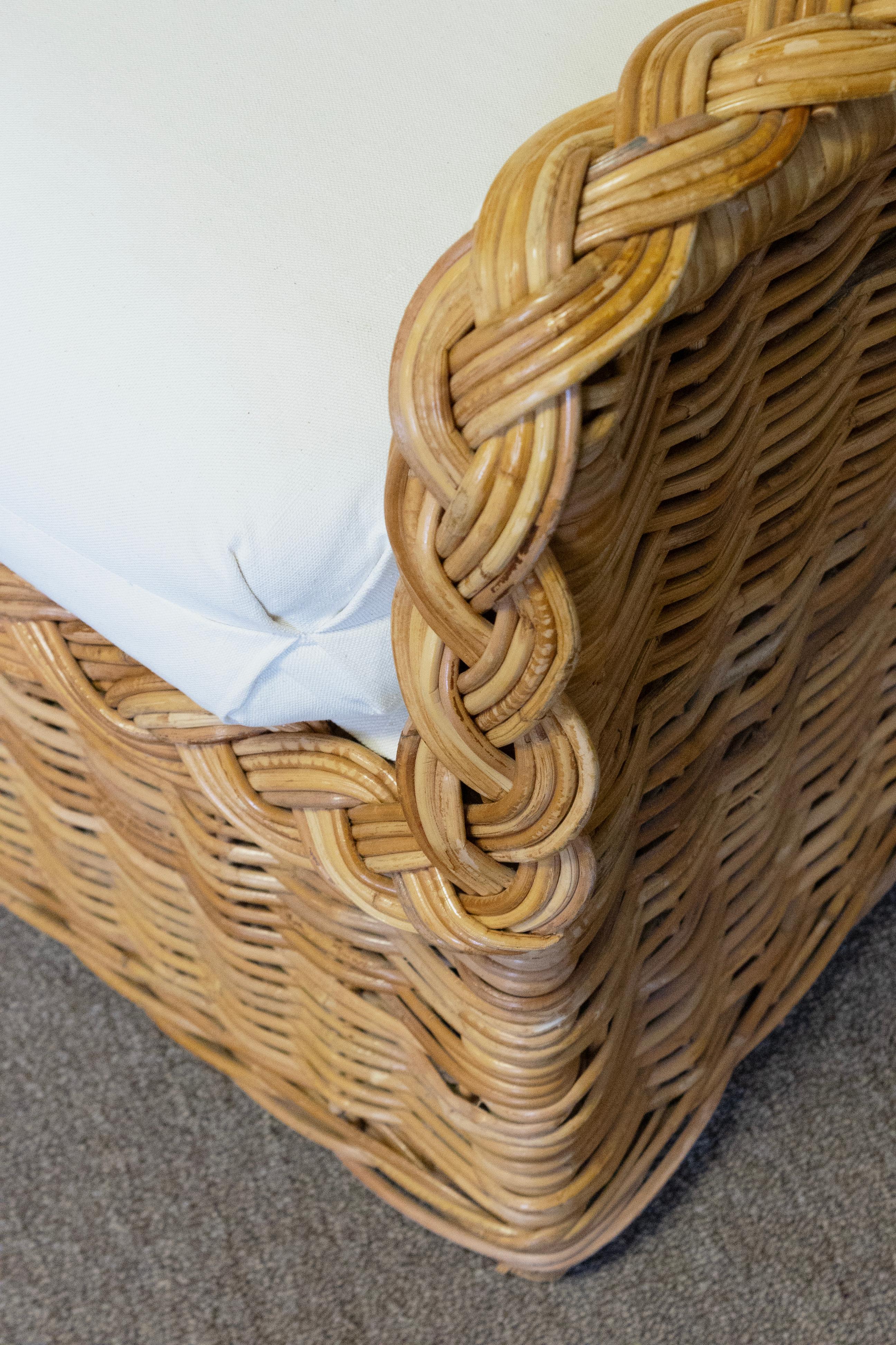 Pair of Wicker Rattan Lounge Chair and Ottoman From the Kreiss Collection 2