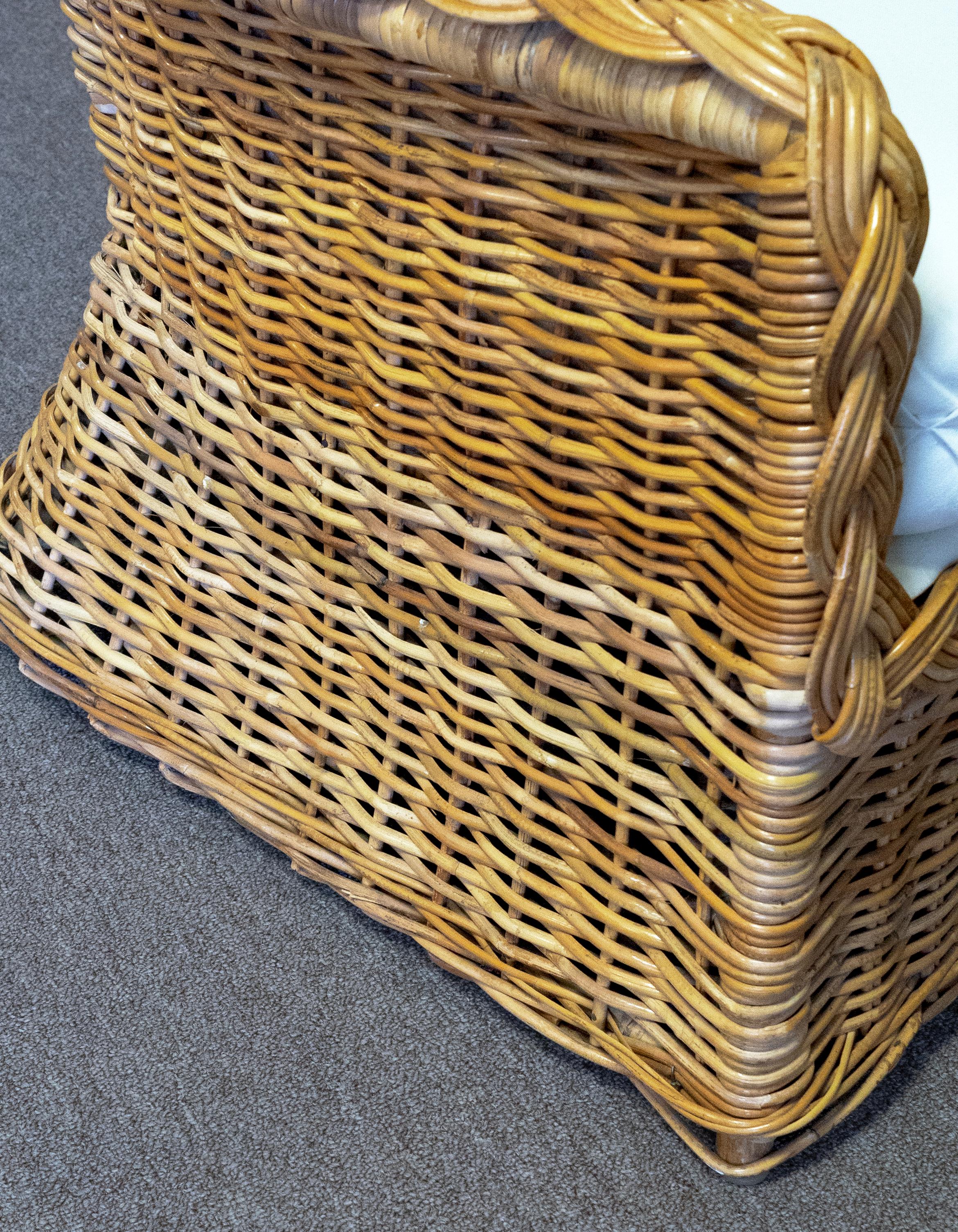Pair of Wicker Rattan Lounge Chair and Ottoman From the Kreiss Collection 3