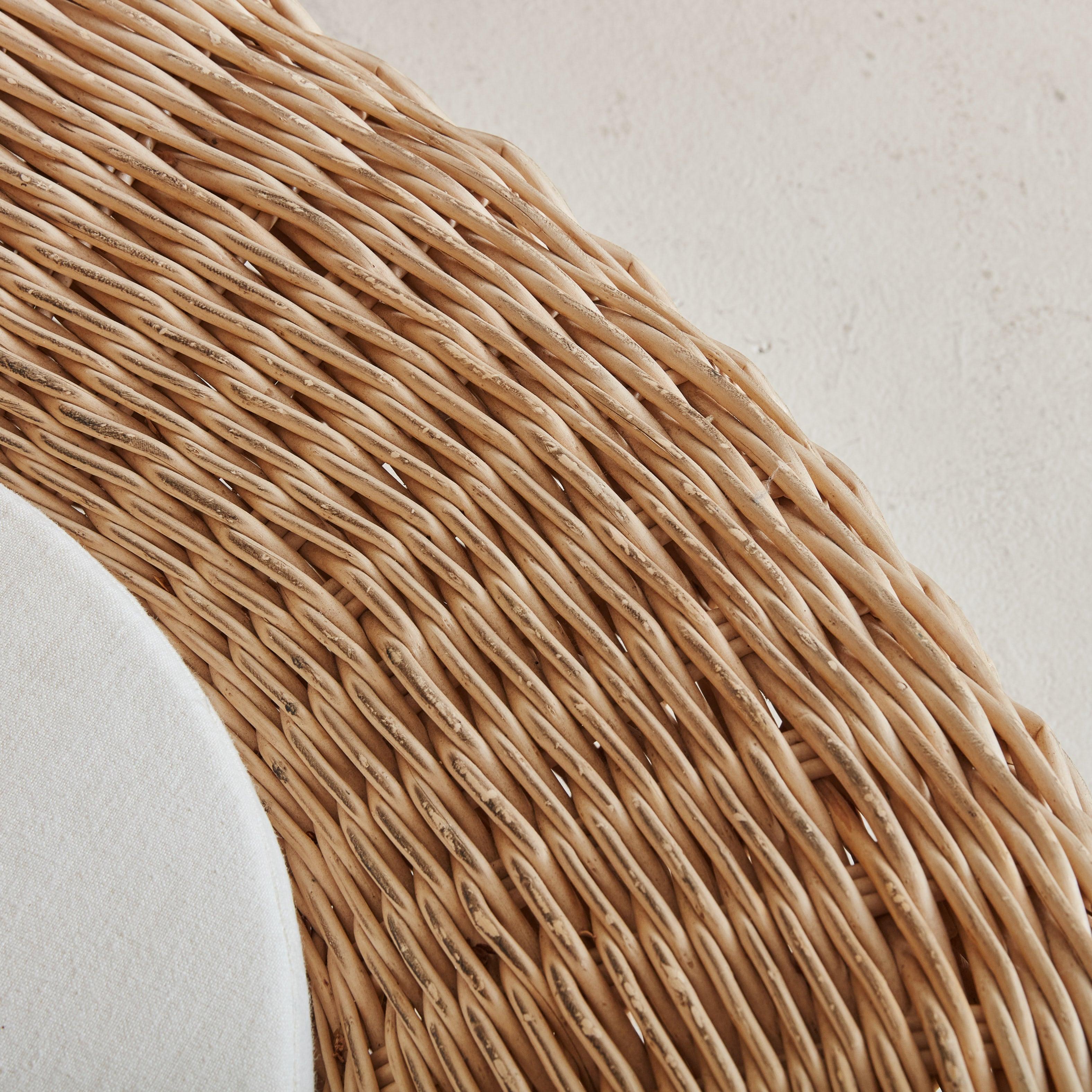 Pair of Wicker Rounded Lounge Chairs in the Style of Isamu Kenmochi, Japan 1970s 4