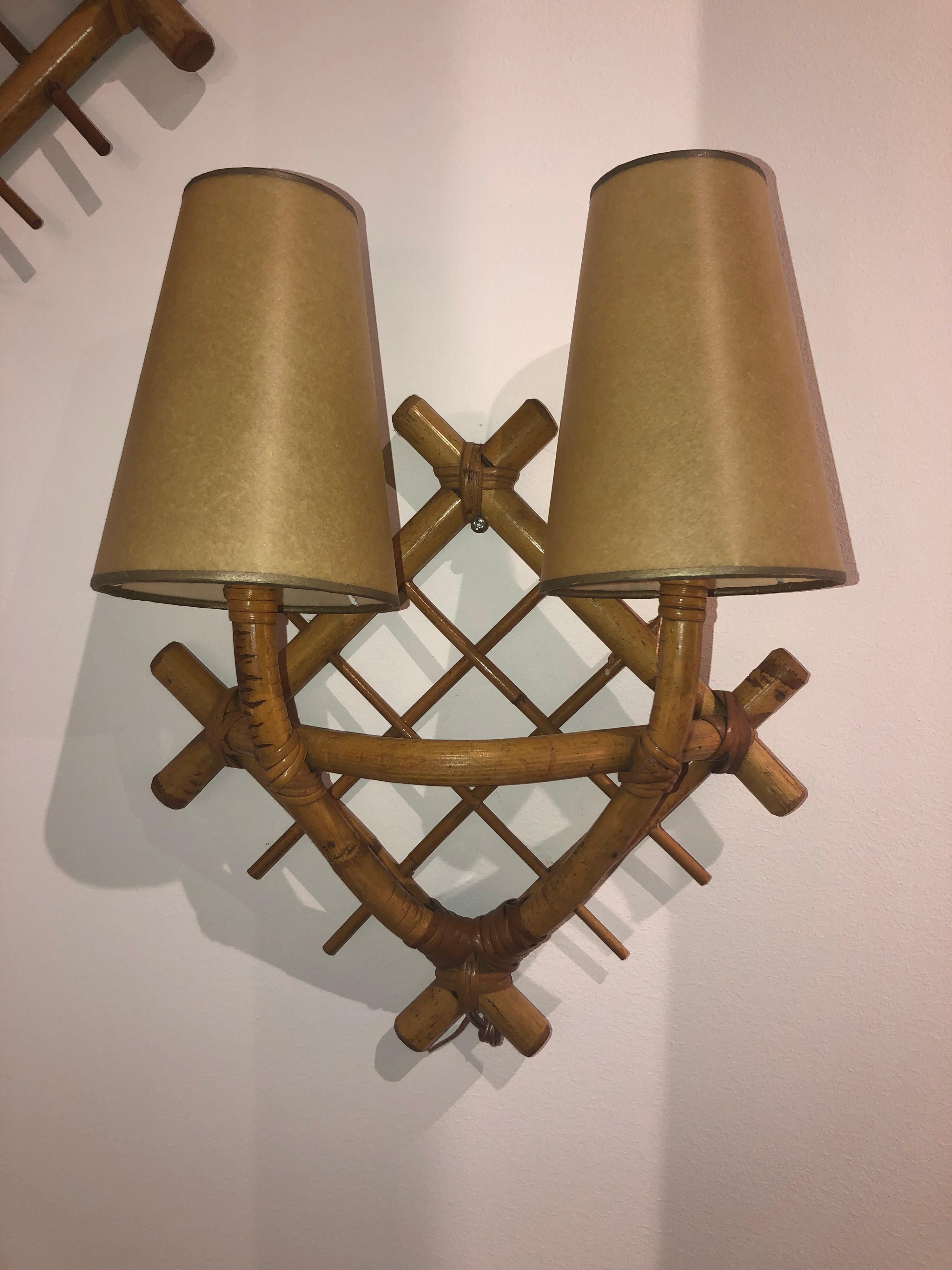 Pair of Wicker Sconces For Sale 5