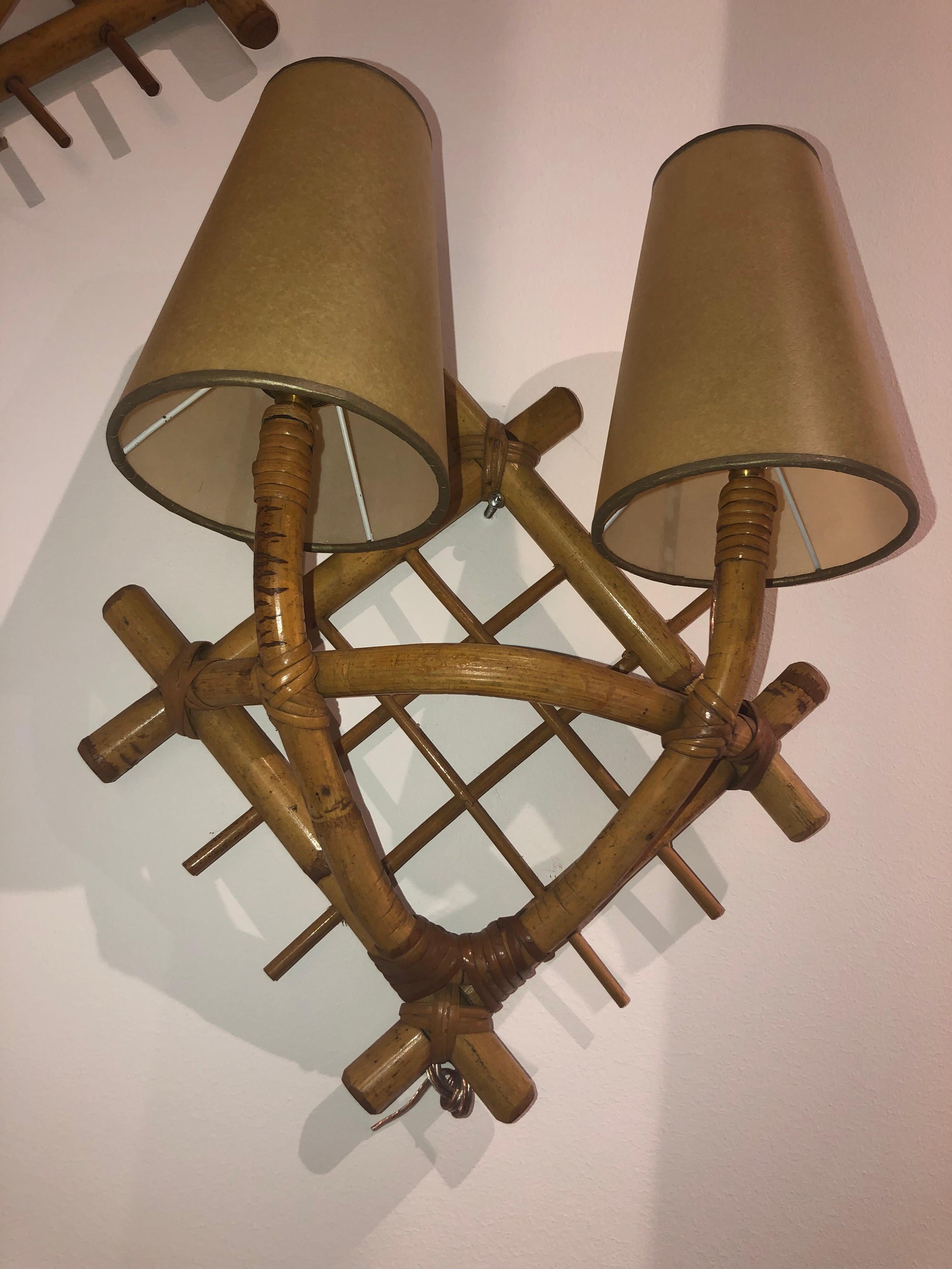 Pair of Wicker Sconces For Sale 7