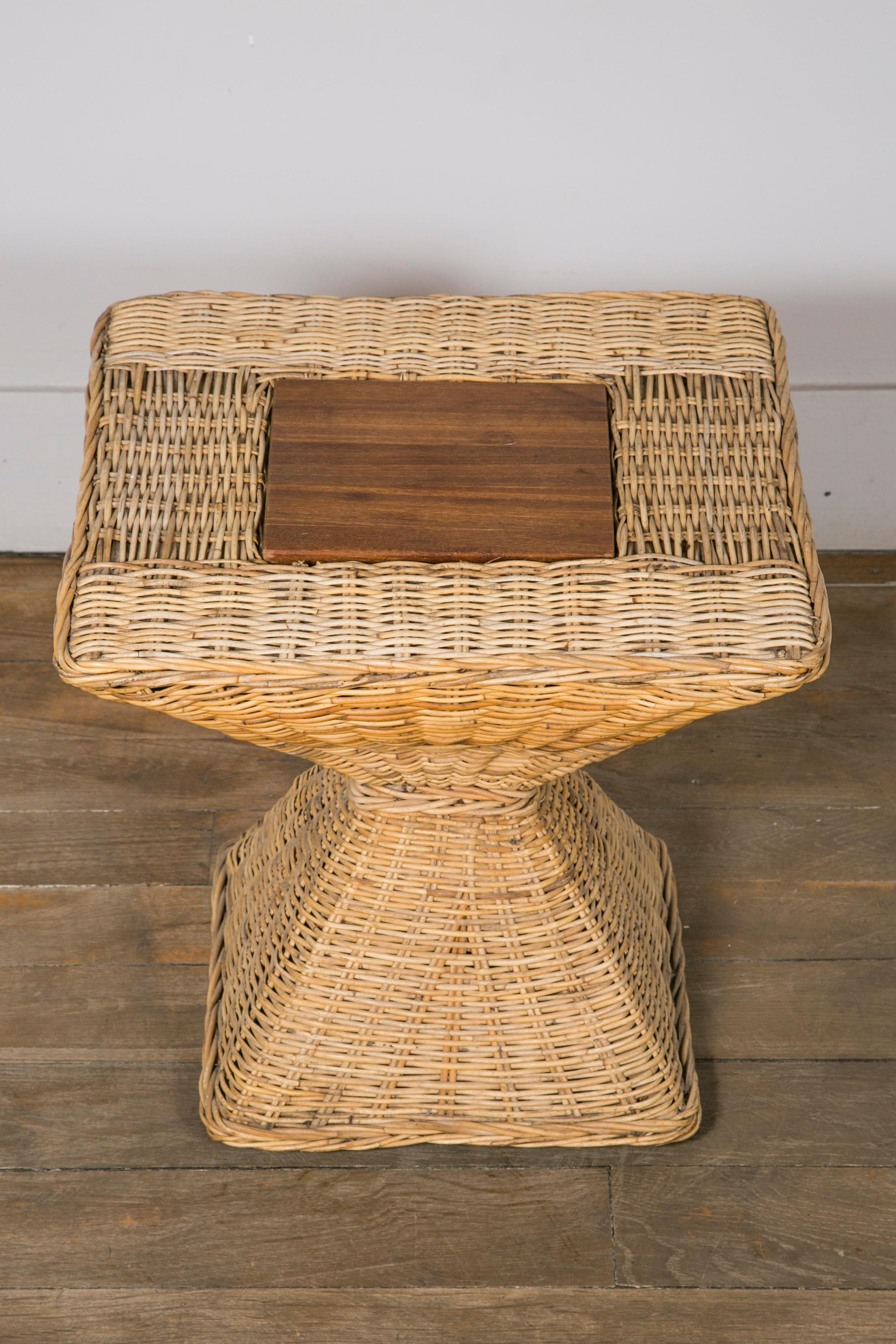 Mid-20th Century Pair of Wicker Side Tables
