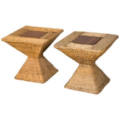 Pair of Wicker Side Tables