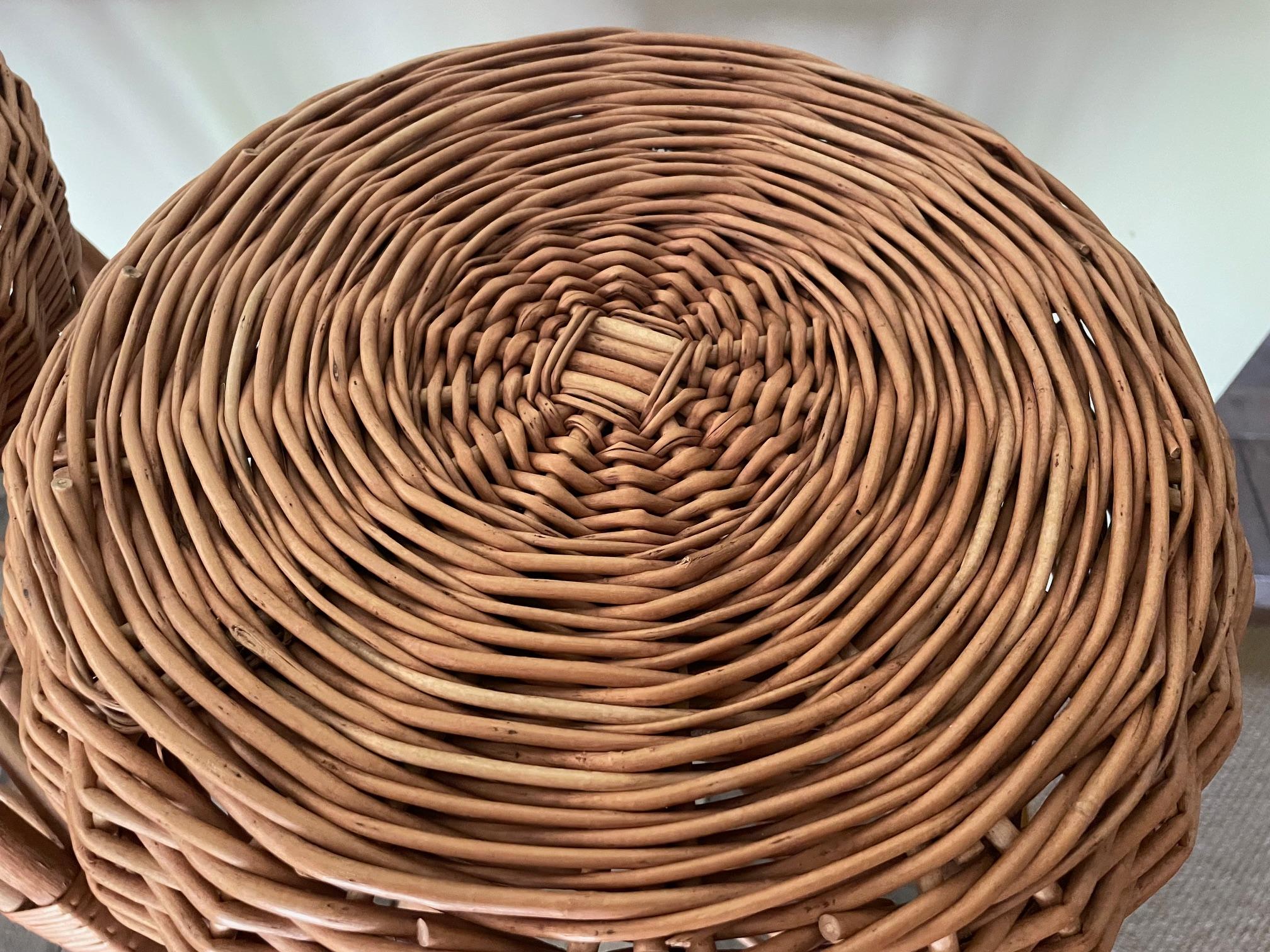 European Pair of wicker stools For Sale
