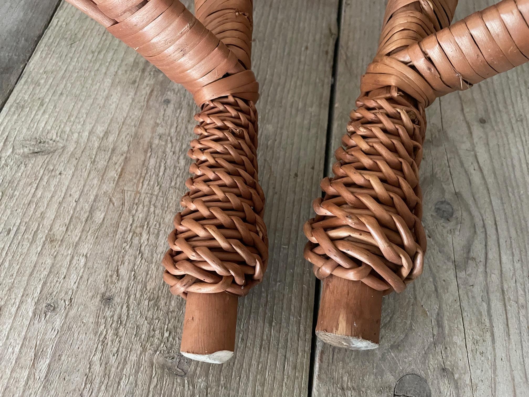 Pair of wicker stools For Sale 1