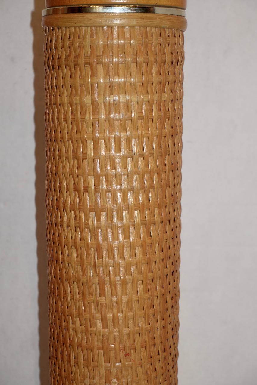American Pair of Wicker Table Lamps For Sale