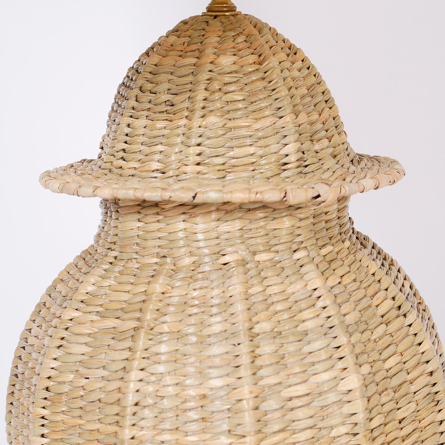 rattan ginger jar